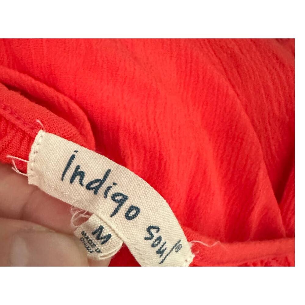 Indigo Soul Medium 100% Rayon Dress Scoop Neck Red - Picture 4 of 7